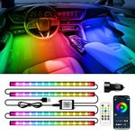 Car Led Lights Interior,led Light Strips for car Interior Underdash Led Lighting Kit with App Remote Control RGBIC Multicolor Music Sync Mode USB Car Led Strip Light