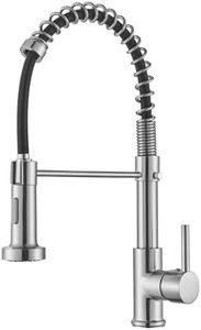 JUNSHENG Rubinetto Cucina con Doccetta Estraibile,Miscelatore Cucina Acciaio Inox Ad Alta Pressione orientabile a 360° Monocomando,Nichel Spazzolato