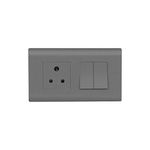 Wipro Northwest (Nowa) Switch Combo of 4M Plate + 1M 6A Switch x2 + 6A 3Pin Socket, Silver Grey (Kit 8)