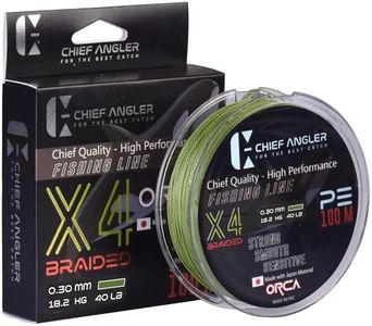Chief Angler Saltwater and Freshwater PE Braided Fishing Line Strand 4X Green 0.30MM-40LB 100M