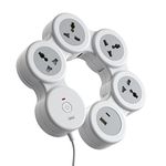 GM G-Hoop 5+1 Spike Guard | Extension Board with USB Type-A & Type-C Master Switch| LED Indicator|1.8 Meter Cord |Surge & Overcurrent Protection| 4 International Sockets| Perfect for Homes and Offices