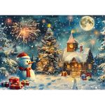 MISITU 1000 Pieces Jigsaw Puzzles for Adults Christmas Jigsaw Puzzles Challenging Puzzles Impossible Puzzles Snow Winter Holiday Jigsaw Puzzles 1000 Pieces Difficult Family Puzzles 28 x 20 inch