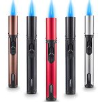 5 Pack Butane Torch Lighter, Urgrette 6-inch Refillable Pen Lighter Pencil Torch Lighter Adjustable Jet Flame Butane Lighter for Grill BBQ Candle Camping (Gas Not Included)