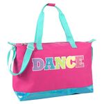 Over the Shoulder Garment Dance Bags for Girls, Teen Dancers, Costumes, Boys | 14” Holographic Glitter Dance Workout Bag for Kids, Competitions (Dance Pink & Blue)