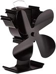 VDSA Stove Fan 4-Blade Upgrade Heat Powered Fireplace Fan for Fireplace Wood Burning Fan- Eco Friendly and Efficient Fan (Black)