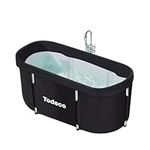 Todeco Foldable Adult Bathtub, Large Bath for SPA Portable Mobile for Shower, Folding SPA Bathtub for Small Bathroom, Freestanding Soaking Bathtub, 120 x 55 x 50 cm (Black)