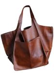 Molodo Womens Tote Bag, Pu Leather Bucket Handbag Purse And Handbags Medium Satchel Hobo Purse Designer Work Shoulder Bags, Large-brown, Large