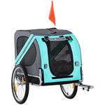 Aosom Dog Bike Trailer Pet Cart Bicycle Wagon Cargo Carrier Attachment for Travel with 3 Entrances Large Wheels for Off-Road & Mesh Screen, Green