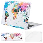 MOSISO Compatible with MacBook Air 13 inch Case 2022 2021 2020 2019 2018 Release A2337 M1 A2179 A1932 Retina Display with Touch ID,Plastic Pattern Hard Shell&Keyboard Cover&Screen Protector, World Map