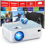 FANGOR HD Bluetooth Projector - Portable 1080P Supported Projector for Outdoor Movie, Mini Video Projector with Carry Bag & Tripod, Compatible Computer/ Laptop/ SD Cards/PS4/ Xbox