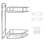 Vdomus 2 Tier Corner Shower Caddy, No Drilling Stainless Steel Bathroom Shelf Wall Mounted, Adhesive/Screws