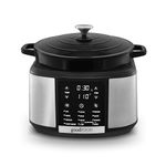 Good Food GF16012 Electrical Dutch Oven with 12 Cooking Pre-sets, Removable Cast Iron Pot, Cast Iron, 12 Hour Timer, 1500W, Black & Stainless Steel