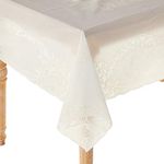 Violet Linen Vinyl Lace Battenberg Floral Design, Vinyl, Ivory, 54 Inch by 72 Inch, Seats 4 to 6 Pepole, Rectangle Tablecloths