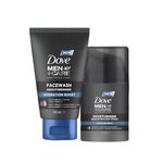 DOVE MEN + CARE Moisturiser Hydration Boost - Facial Cleanser - Provides Essential Moisture, 100 ml & Face Care Cream - Protects, Strengthens and Moisturises, 50 ml