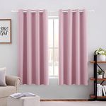 HOMEIDEAS Baby Pink Blackout Curtains for Bedroom 52 X 63 Inch Length 2 Panels Set Room Darkening Curtains/Drapes, Soundproof Thermal Grommet Window Curtains for Nursery Room