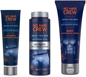 No Hair Crew | The Mega Bundle | Intimate and Body Hair Removal Creams with Intimate Dry & Fresh Powder | Made for Men