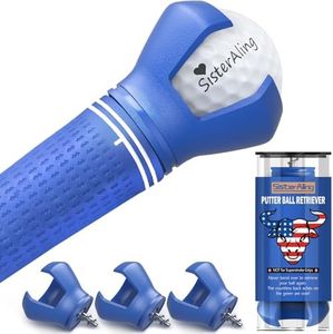 SisterAling 3-Prong Golf Ball Retriever Grabber Pick Up,Back Saver Claw Put On Putter Grip,Suction Cup Ball Grabber,Sucker for Golf Screws Tool (3 Pack, Blue)