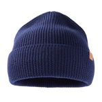 TOP-EX Winter 100% Merino Wool Beanie Hat Men Women Warm Thermal Wooly Hats for Running Golf Cold Weather Navy M/L 55-61CM