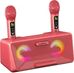 MASINGO Karaoke Machine for Adults and Kids with 2 Wireless Microphones, Portable Bluetooth Singing Speaker, Colorful LED Lights, PA System, Lyrics Display Phone Holder, and TV Cable. Presto G2 Pink