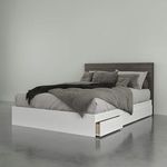 Nexera 2-Piece Bedset with Bed Frame and Headboard, Queen|Bark Grey & White