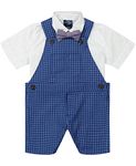 Nautica Baby Boys' 3-Piece Shortall, Bodysuit, and Bow Tie Set Toddler Suit, Tanzanite, 12 Months