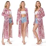 VJJ AIDEAR Women's Sequin Cardigan Summer Cover Up Dress Glitter Sparkle Open Front Coat Dresses Duster for Evening Prom L Pink