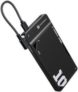 Portronics Luxcell Uno 10K 10000 mAh 22.5W Fast Charging Power Bank with Detachable Type C Cable, Ultra Slim Power Bank with Mach USB-A Output, Type C PD Output, Type C Input, Wake Up Button(Black)
