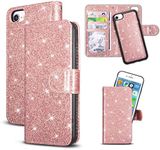 QLTYPRI Case for iPhone 6 Plus 6S Plus, Premium PU Leather Rubber Silicone Bumper Credit Card Holder Cash Pocket Magnetic Detachable Wallet Case Cover for iPhone 6 Plus 6S Plus - Rose Gold