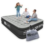 EZ INFLATE Air Mattress with Built in Pump - King Size Double-High Inflatable Mattress with Flocked Top - Easy Inflate, Waterproof, Portable Blow Up Bed for Camping & Travel