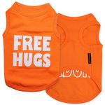 Parisian Pet Dog T-Shirt - Embroidered ' Free Hugs ' Dog Shirt - 100% Cotton, Dog Shirts - Sleeveless Dog Tank Top - Machine Washable Dog Clothes for Medium-Sized Dogs M