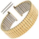 Gilden Gents Expansion Extra Long 20-24mm Wide Stainless Steel Watch Band 552W, Gold, 7 1/2 inches long, Modern