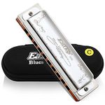 East top Harmonica, Diatonic Harmonica Key of C, Blues Harp Mouth Organ 10 Holes 008K with Silver Cover, Blues Harmonicas For Adults, Professionals, Beginners and Students