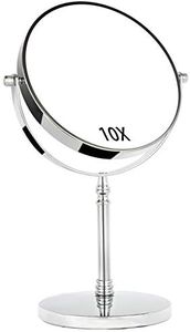 TAOKEY 8Inch 10X Magnifying Mirror, Double Sided Makeup Mirror on Round Stand for Tabletop, Bedroom Vanity Desk and Bathroom Counter - Free Standing Double Sided 10X/1X Magnification Mirror.