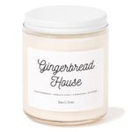 Kim and Pom Gingerbread House Soy Candle in 8oz Glass Jar, Christmas Scented Candles, Stocking Stuffer ideas, Vanilla, Cinnamon, Sugar, Nutmeg