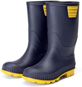 DREAM PAIRS Kids Rain Boots Easy-On Lightweight Non-Slip Outsole for Boys & Girls Outdoor Rainy Day Play,Size 13 Little Kid,Navy/Yellow,KKUMRB2506