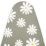 Encasa Ironing Board Covers (125x39 cm) Drawstring Tightening with Thick 3 mm Felt Padding, Easy Fit, Scorch Resistant, Printed - Daisy Grey