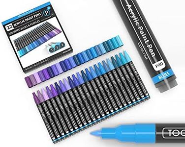 Acrylic Paint Pens 22 Assorted Blue And Purple Pro Color Series Markers Set 0.7mm Extra Fine Tip for Rock Painting, Glass, Mugs, Wood, Metal, Canvas, DIY Projects, Non Toxic, Waterbased, Quick Drying