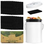 AIRNEX Charcoal Filters for Compost Bucket 3.5 inch Square - Pack of 12 Small Compost Bin Filters Charcoal Odor Blocking - Universal Compost Filters for Countertop Bin, Trash Cans & Litter Boxes