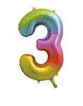 3-Shaped Rainbow Foil Balloon (86cm) - Perfect for Celebrations, Party Decor, Birthday, And More - 1 Pc