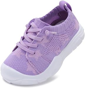 LeIsfIt Toddler Barefoot Shoes Girls Boys Lightweight Sneakers Kids Tennis Shoes Slip on Shoes Purple Star Size 4