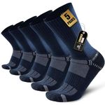 Circorld Mens Socks Wicking Breathable Cushion Crew Socks Men Women Anti-Blister Athletic Socks Multipack for Everyday Wear Running Work Walking Cycling Sports Hiking 5 Pairs 9-11 (Navy)