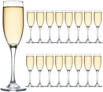 UMEIED 16pcs 6 Oz Classic Champagne Flutes, Elegant Stemmed Crystal Clear Champagne Glasses Sparkling Wine Glass for Wedding Anniversary Birthday Christmas