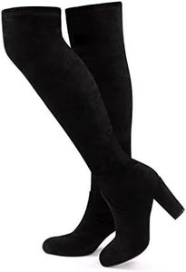 Botas Altas Mujer Rodilla Ante Tacon Cordones Planas Botas Largas Invierno Ligeras Bota Caña Alta Comodas Flessibile Moda 9.5 Cm F Negro 39