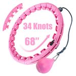 OurStarry 34 Knots Weighted Hoola Circle Fit Workout Hoop Plus Size, Infinity Hula Fitness Massage for Women, Smart Waist Exercise Ring for Adults Weight Loss (34 Knots Pink)