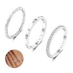 ABPBA 3Pcs Silver Rings for Women Sterling Silver Rings Set Stackable Knuckle Rings Dainty Twist Rings Cubic Zirconia Thumb Rings Set for Women Gift