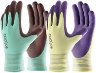 COOLJOB 2 Pairs Gardening Work Gloves for Men and Women, Breathable Base Rubber Coated Non-Slip Garden Gloves for Lawn Yard Patio Gardener, Durable Washable and Reusable, Green & Yellow, Medium M