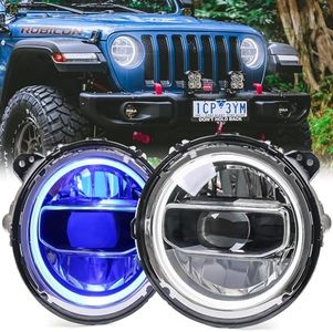 DKMGHT LED Headlights Compatible with 2018-Current Jeep Wrangler JL & 2020-Current Gladiator JT, [DOT Approved] [Low Beam and High Beam] Headlamps with DRL Halo - 1 Pair JPWR0033-0034