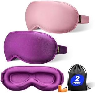 Weighted Sleep Mask 2 Pack - 3D Contoured Eye Masks for Sleep, Best Blackout Sleep Masks for Women Men, Eye Mask for Travel, Meditation, Airplane, Memory Foam, Adjustable Strap, Pink, Purple