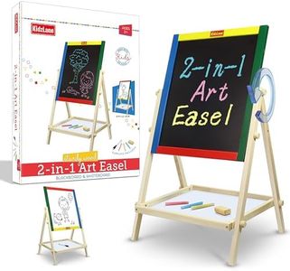 Kidzlane Art Easel for Kids | Wooden Toddler Easel | Double Sided Standing Chalkboard / Dry Erase Board for Kids | Toddler Drawing Board with Accessories | 25.75" Blackboard & Whiteboard for Kids