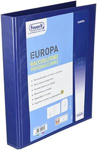 Favorit 100460466 - Raccoglitore con Tasca Personalizzabile 22 x 30 cm, 4 Anelli a D Altezza 30 mm , Blu